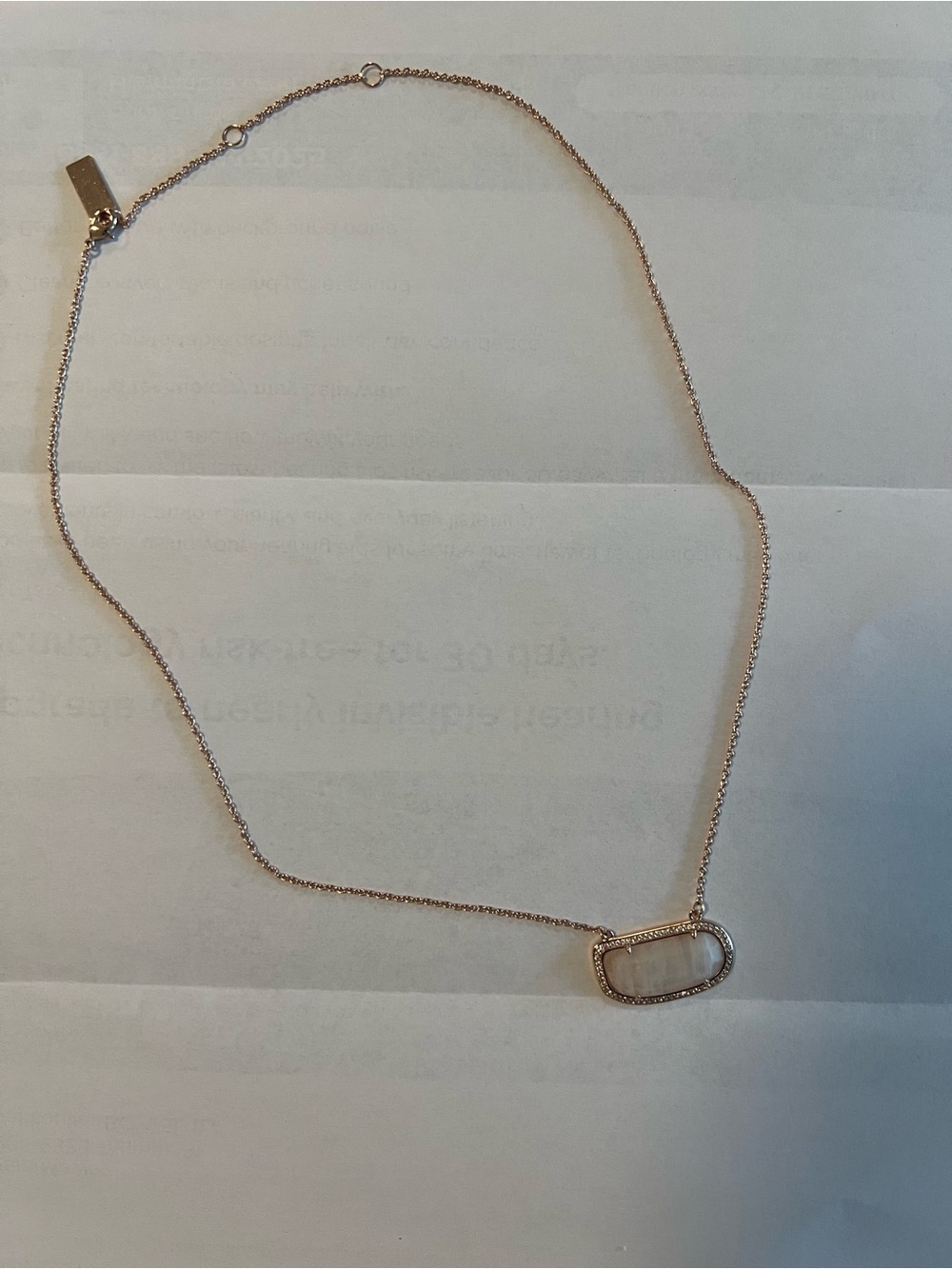 Delicate Rose Gold Mother-of-Pearl Oval Pendant Necklace